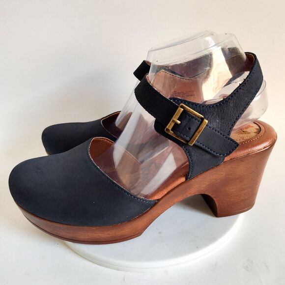 B.o.c Born Size 10 Midnight Blue Clogs Sandals Ankle Strap Platform Block Heels - Picture 4 of 13